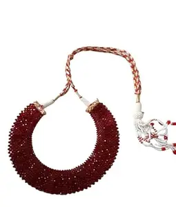 Semi Precious Gemstone Green Colour Multi-Strand Choker Necklace Chick mala for Women and Girl Fashion Jewellery jali Hydro Necklaces Desingns (Red)