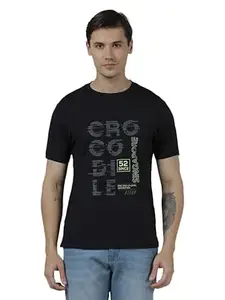 CROCODILE Men Graphic Printed T-Shirt | Youth Fit | Round Neck | Short Sleeve | Regular Length | Casual Pull On Topwear