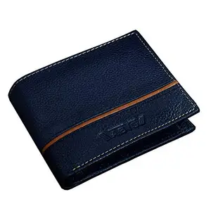 ABYS Raksha Bandhan Special Navy Blue Genuine Leather Wallet & Rakhi Combo Gift Set for Brother (8520HM)