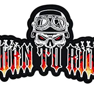 CometCloud CometCloud® Unisex Iron on (50+ Variations Inside) Embroidered Biker Patch X-Large for Clothing (Born to Ride)
