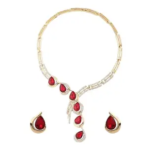 Shining Diva Fashion Latest Stylish Design Fancy Crystal Necklace Jewellery Set for Women (rrsd12078s)