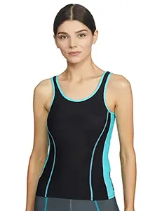 SKINS SHE Sleeveless Tank TOP BIOACCELERATION Technology Black with Blue Stitching
