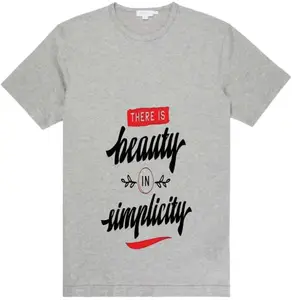 Generic There is Beauty in Simplicity Grey Round Neck Printed T-Shirt: Bold Graphic Design (Medium)