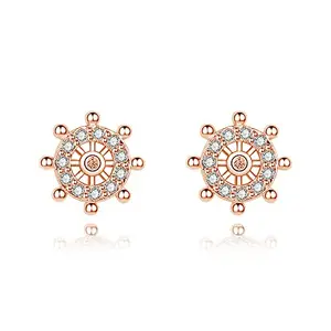 Shining Diva Fashion Stylish 18k Rose Gold Plated Crystal Stud Earrings for Women (11929er)