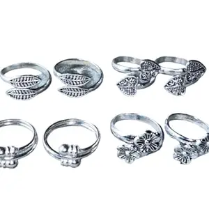 PV JEWELS Women & Girls Metal Fancy Glossy finish Toe Ring Adjustable Bichiya/Leg Finger Ring_Combo_4 (A_C_P_110798_Silver)