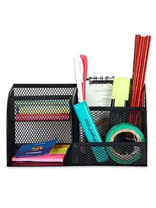 HOMFRO HOMFRO Desktop Organizer 4 Compartment With Pen Stand Desk Mesh Paper Organizer for Pencil Name Card Sticky Notes etc