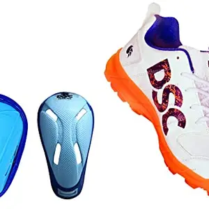 DSC 1500428 Attitude Cricket Abdominal Guard Men, Multicolour & Beamer Cricket Shoes for Men (9 UK, Fluro Orange-White) & Armour Cricket Abdominal Guard (Mens, Multicolour)