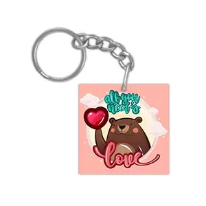 TheYaYaCafe Yaya Cafe Valentine Gifts for Girlfriend Wife, Cute All You Need is Love Teddy Bear Keychain Keyring