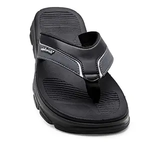 SOLETHREADS SWAGGER| Classy | Comfortable | Ultra-Light | Shock Absorbent | Bounce Back | Cushioned | Water-resistant | Slippers Flip Flops for Men | BLACK | UK/India Size 10