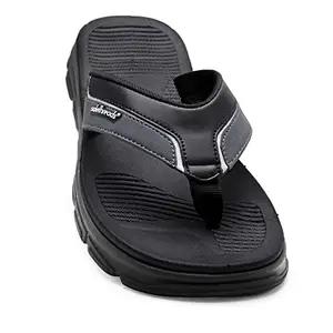 SOLETHREADS SWAGGER| Classy | Comfortable | Ultra-Light | Shock Absorbent | Bounce Back | Cushioned | Water-resistant | Slippers Flip Flops for Men | BLACK | UK/India Size 9