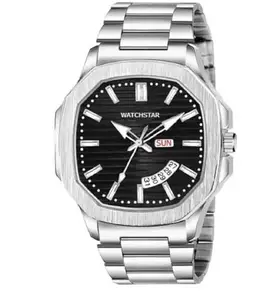 Unique Black Watch with Stainless Steel Strap for Men