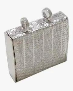 Pure Silver Square Tabiz Pendant with Black Cotton Thread, Large Size