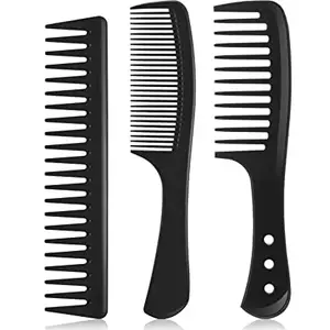 Jay Gopal Fashion Wide Tooth Detangling Hair Cutting Comb Stylists Professional Styling Comb Set for Unisex (Black) (Set Of 3)