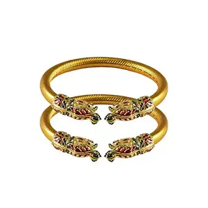 Vidhya Kangan Golden Plain Brass Bangle Size (Free) sku-ban2924