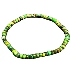 Lady Works Natural Anhui Turquoise 4.5-5mm Rondelle Shape Faceted Cut Beads 8 Inch Stretchable Bracelet For Men & Women. Unisex Bracelet For Healing, Meditation, Prosperity, Gift & Luck|LW_BRST_00711_8.0