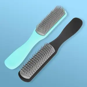 Homestic Hair Brush | Flexible Bristles Brush | Hair Brush with Paddle | Straightens & Detangles Hair Brush | Suitable For All Hair Types | Hair Brush Styling Hair | Small | Set of 2 | Blue & Black