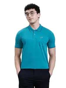 CROCODILE Men Solid Slim Fit Polo T-Shirt | Regular Length | Short Sleeve | Button Placket | Casual Knitted Topwear