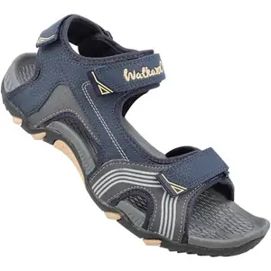 WALKAROO Mens Navy Blue Biege Sports Sandals (WC4349)| 07 UK
