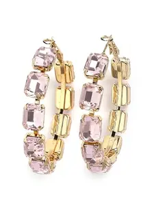 KARATCART Gold-Plated Contemporary Pink Hoop Earrings for Women (33038726)