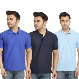 Generic Best One Enterprises Mens Half Sleeve Solid Slim Fit Polo T-Shirt [Combo Pack of 3 ] Sky Blue
