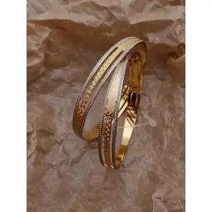 Gold Brass Allure Graceful Bracelet/Bangles for Women | Non-Adjustable | Size 2.5 | 2 Pcs | d5mpd_B&B_2.5
