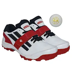 Gowin Pace White/Red cricket shoes Size-5 with TR-88-W Cricket Leather Ball Veg Tanned White