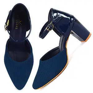 XE Looks Navy Blue Heels Sandals For Women