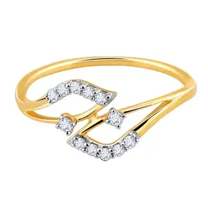 GIVA 14K Yellow Gold Cove Diamond Ring,Fixed Size,Indian - 14|Gold Gifts for Women & Girls| With Certificate of Authenticity & BIS-Hallmarked Gold Jewellery