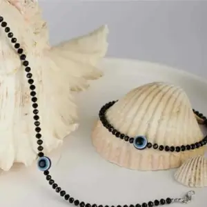 Evil_Eye_Anklet_Black_a008 Brass Anklet (Pack of 2)