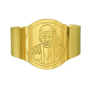 Zumrut� Gold Plated Brass Laser Engraved Shirdi Sai Baba/???? ????? ??/???? Image Adjustable Free Size Open Finger Ring Spiritual Jewelry for Men/Women