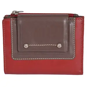 Leatherman Fashion LMN Genuine Leather Brown Red Women Wallet(3 Card Slots)