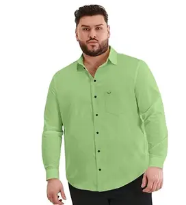 Mens Casual Cotton Solid Full Sleeve Shirt (Pista, 3XL)-PID58105