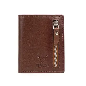 REDHORNS Genuine Leather Wallet for Men | RFID Protected Mens Wallet with 6 Credit/Debit Card Slots | Slim Leather Purse for Men (RD350R2_Brown)