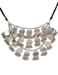 Total Fashion Latest Boho Trible Silver Oxidised Choker Necklace Jewellery Set Women for Girls