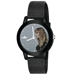 AROA Watch for Ladies Womens with Taylor Swift Reputation Model :998 in Black Metal Type Rubber Analog Watch Grey Dial for Women Stylish Ladies Watch for Girls