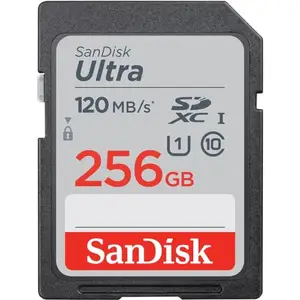 SanDisk Ultra SDXC UHS-I Card 256GB 120MB/s R, for DSLR Cameras, for Full HD Recording, 10Y Warranty
