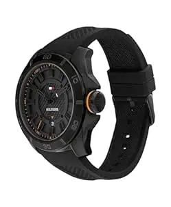 Tommy Hilfiger Men's Black Stainless Steel & Silicone Strap Watch