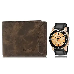 LOREM LOREM Combo of Men Watch & Artificial Leather Wallet-FZ-WL04-LR52