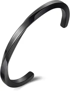 Karishma Kreations Twisted Bracelet for Men girls women Boys brother boyfriend gents Fashion Black Bracelet for Boys Stainless Steel stylish hand cuff Kada for men Cuff accessories mens Bracelets adjustable