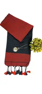 Khadi Cotton Saree for Women – Black Double Shade, Half & Half Design Comfortable & Lightweight Traditional Saree