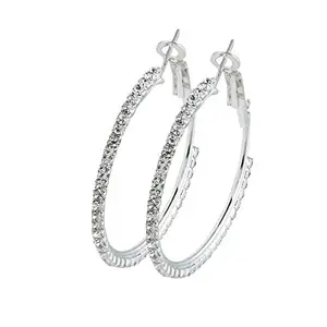 Shining Jewel - By Shivansh Shining Jewel Austrian Crystal and CZ Silver Plated Hoop Earrings for Women (SJ_1099)