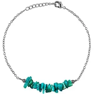 RRJEWELZ Amazonite Bracelet for Men & Women – 3-6mm Uncut Chips Rough Blue Beads – 7 inch adjustable with Silver Plated Clasp – Healing, Fashion, Gift, Spiritual, Yoga|LCBR_RR_00200