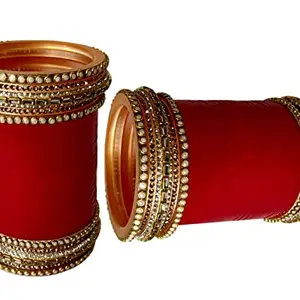 OM SAI COSMETICS Women's Traditional Handcrafted Bridal Chuda Bangles Set Best Designer Jewelry Red Color Bangles (PAYAL) (2-8)