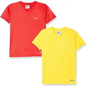 Charged Energy-004 Interlock Knit Hexagon Emboss Round Neck Sports T-Shirt Red Size Xs And Charged Pulse-006 Checker Knitt Round Neck Sports T-Shirt Yellow Size Xs