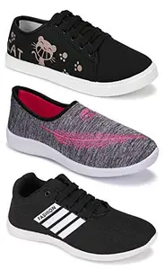 WORLD WEAR FOOTWEAR Multicolor (5052-5046-5047) Women's Casual Sports Running Shoes 6 UK (Set of 3 Pair)