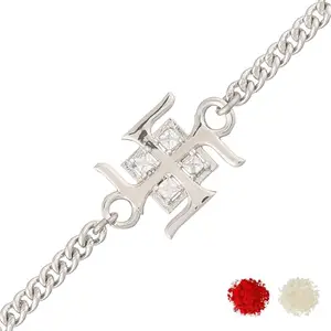 VOYLLA Auspicious Swastik Motif Brass Tone Rakhi Bracelet|Rakhi For Brother|