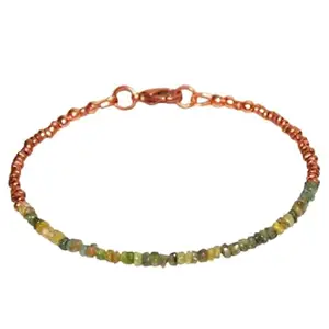 Gems_Hub Rose Gold Plated Bracelet with Green Rough Green Tourmaline Beads – Rondelle 3mm – For Men & Women|FIZA_LINK_03599
