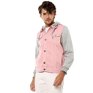 Campus Sutra Men Denim Pink Stylish Jacket