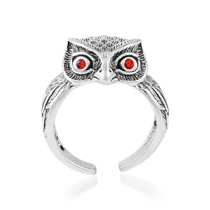 Memoir Brass Antique Silver finish Free size Owl FInger ring Fashion Jewellery for Men Women (ORDM3684)