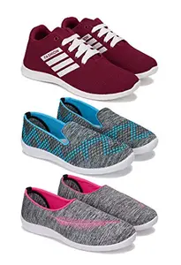 Zenwear Sports (Walking & Gym Shoes) Running, Loafers, Sneakers Shoes for Women Combo(Zen)-1703-3217-1543 Multicolor (Pack of 3)